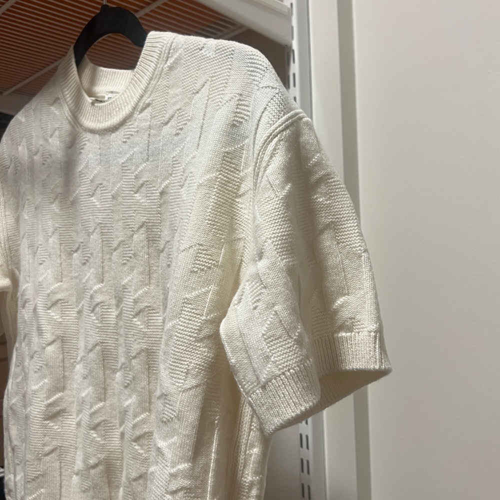 NEW Hermes “H" short-sleeve sweater wool sweater top Sz 36 XS/S ivory US… - Picture 5 of 9